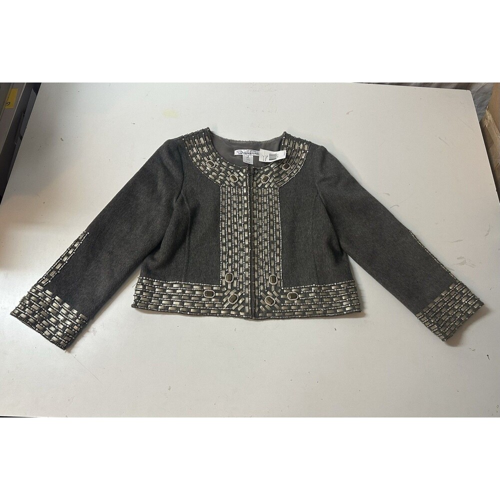 NOS Vintage Oscar De La Renta Gray Camel Hair Made in USA Jacket Size 10 - NWT
